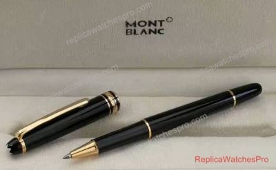 Montblanc Meisterstuck Pen - 163 Black & Gold Clip Slim Size Rollerball Pen